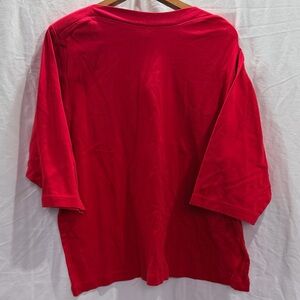 Women's Relaxed Red Blouse - Classic Short Sleeve